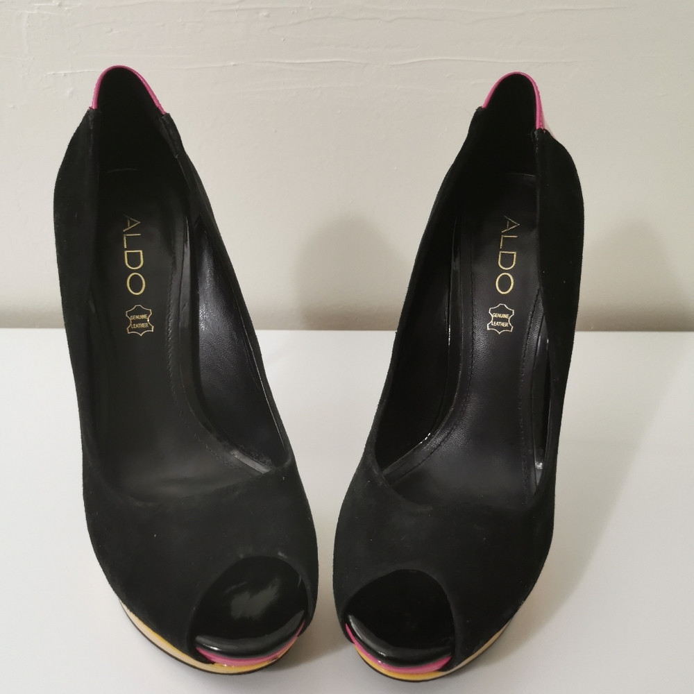 Aldo Open Toe Platform Heels Pink Womens Size 37 - Picture 9 of 9